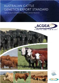 Australian Cattle Genetics Export Standard and Quality Assurance Certification Process