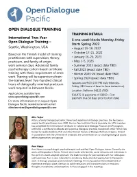 International Two-Year Open Dialogue Training – Seattle, Washington