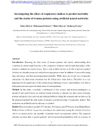Investigating the Effect of Respiratory Indices to Predict Mortality and the Status of Trauma Patients Using Artificial Neural Networks