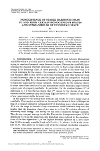 Nonexistence of Stable Harmonic Maps to and from Certain Homogeneous Spaces and Submanifolds of Euclidean Space by Ralph Howard and S