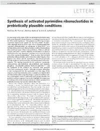 Synthesis of Activated Pyrimidine Ribonucleotides in Prebiotically Plausible Conditions