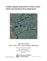 A Water Quality Assessment of Select Lakes Within the Kawishiw River