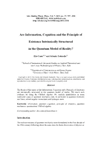 Are Information, Cognition and the Principle of Existence Intrinsically
