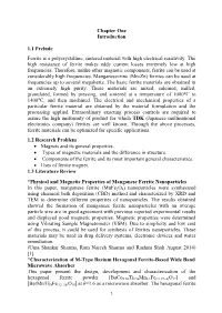 Chapter One Introduction 1.1 Prelude Ferrite Is a Polycrystalline, Sintered