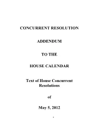 Concurrent Resolution Addendum to the House