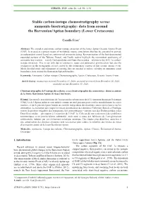 Stable Carbon-Isotope Chemostratigraphy Versus Ammonite Biostratigraphy: Data from Around the Barremian/Aptian Boundary (Lower Cretaceous)