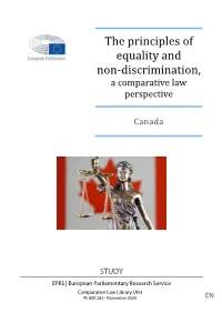 The Principles of Equality and Non Discrimination, a Comparative Law Perspective