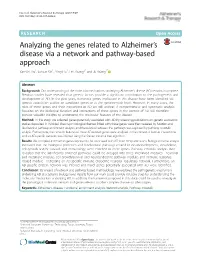 Analyzing the Genes Related to Alzheimer's Disease Via a Network