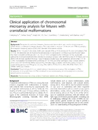 Clinical Application of Chromosomal Microarray Analysis for Fetuses With