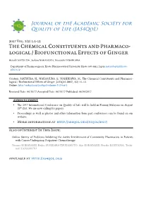 Logical / Biofunctional Effects of Ginger