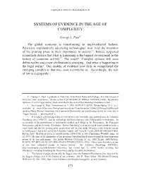 Systems of Evidence in the Age of Complexity