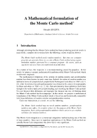 A Mathematical Formulation of the Monte Carlo Method∗