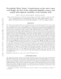 Considerations on the Water Vapor Scale Height, Dry Bias of The