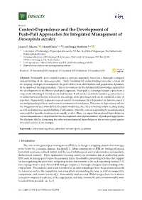 Context-Dependence and the Development of Push-Pull Approaches for Integrated Management of Drosophila Suzukii