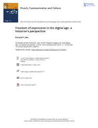 Freedom of Expression in the Digital Age: a Historian’S Perspective