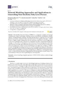 Network Modeling Approaches and Applications to Unravelling Non-Alcoholic Fatty Liver Disease