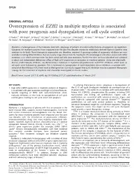 Overexpression of EZH2 in Multiple Myeloma Is Associated with Poor Prognosis and Dysregulation of Cell Cycle Control