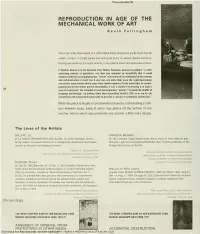 REPRODUCTION in AGE of the MECHANICAL WORK of ART Kevin Fellingham