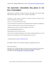 Ten Questions Concerning Well-Being in the Built Environment