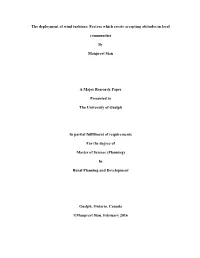 The Deployment of Wind Turbines: Factors Which Create Accepting Attitudes in Local