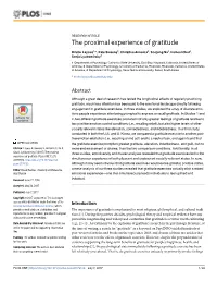 The Proximal Experience of Gratitude