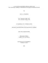 A Cascade of Failures: the U.S. Army and the Japanese-American Internment Decision in World War Ii