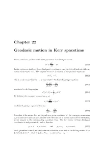 Chapter 22 Geodesic Motion in Kerr Spacetime