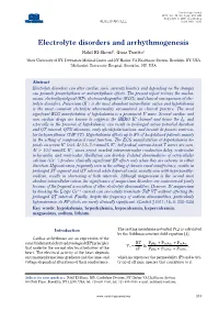 Electrolyte Disorders and Arrhythmogenesis