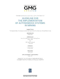 Implementation of Autonomous Systems in Mining