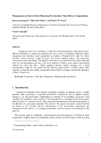 Manganese As Fuel in Slow-Burning Pyrotechnic Time Delay Compositions