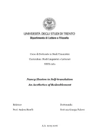 Nancy Huston in Self-Translation an Aesthetics of Redoublement