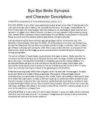 Bye Bye Birdie Synopsis and Character Descriptions