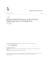 Employer Initiated Grievance in the Collective Bargaining Contract: a Friendly View Herb Matthews