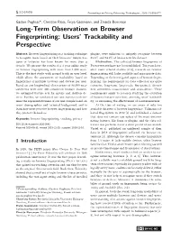 Long-Term Observation on Browser Fingerprinting: Users' Trackability