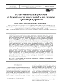 Parameterisation and Application of Dynamic Energy Budget Model to Sea Cucumber Apostichopus Japonicus