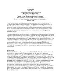 Statement of Mike Pool Acting Deputy Director for Operations Bureau of Land Management U.S