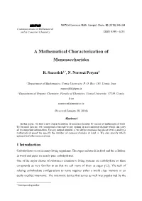 A Mathematical Characterization of Monosaccharides