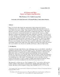 AP Classes and Their Impact on Engineering Education