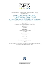 Guideline for Applying Functional Safety to Autonomous Systems in Mining