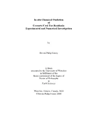 In Situ Chemical Oxidation of Creosote/Coal Tar Residuals: Experimental and Numerical Investigation