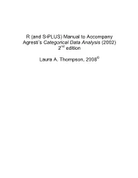 Manual to Accompany Agresti's Categorical Data