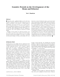 Sensitive Periods in the Development of the Brain and Behavior