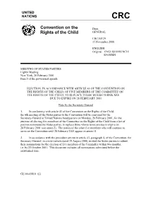 Convention on the Rights of the Child, of Five Members of the Committee on the Rights of the Child, to Replace Those Whose Terms Are Due to Expire on 28 February 2001