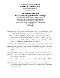Herrmann Collection Books Pertaining to Human Memory