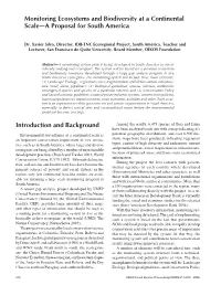 Monitoring Ecosystems and Biodiversity at a Continental Scale—A Proposal for South America