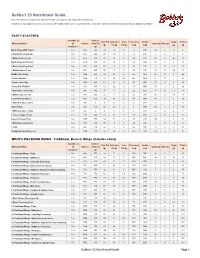 Nutritional Guide This Information Is Comprised by Data Obtained by Our Suppliers and Independent Laboratories