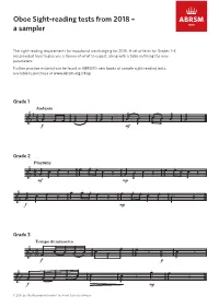 Oboe Sight-Reading Tests from 2018 – a Sampler