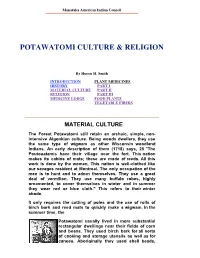 Potowatomi Relgion & Medicine Lodge