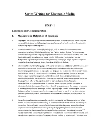 Script Writing for Electronic Media