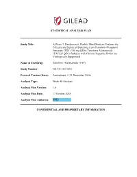 STATISTICAL ANALYSIS PLAN Study Title